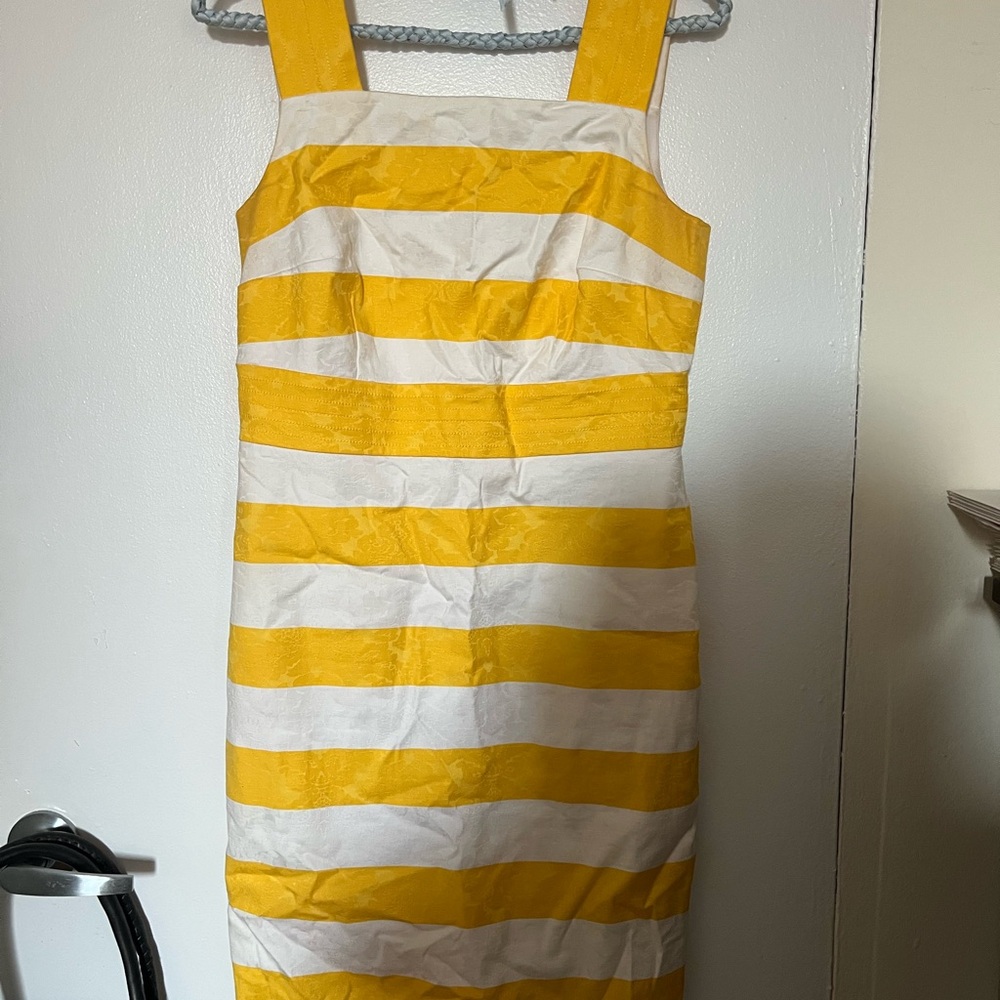 Ann Taylor Yellow and White Striped Dress
